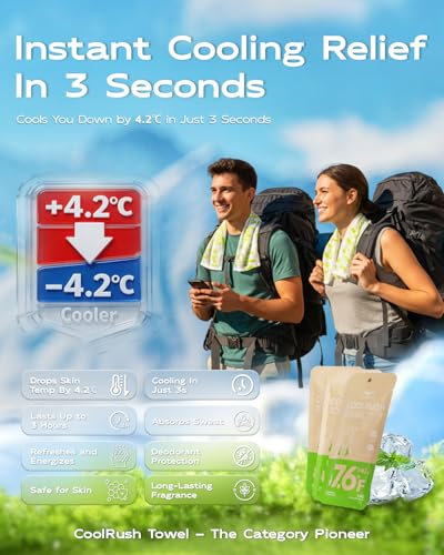 CoolRush Towel, Cold Neck Wrap for Hot Weather, Large Cooling Body Wipe, Chilly Wet Rag For Sports, Travel, Baseball, Yoga, Golf, Softball, Camping, Hiking, Biking, Gym, Trip, Beach Essentials - color: Green