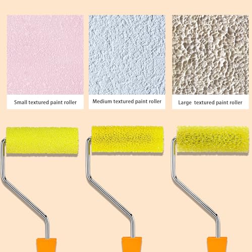 12 Pcs 4 inch Textured Paint Roller Covers+2 Frame Set,3 Textures | Foam Drywall Texture Paint Rollers, House Paint Roller Covers for Art Painting Walls Ceilings - size: 4",4S+4M+4L+2Frame