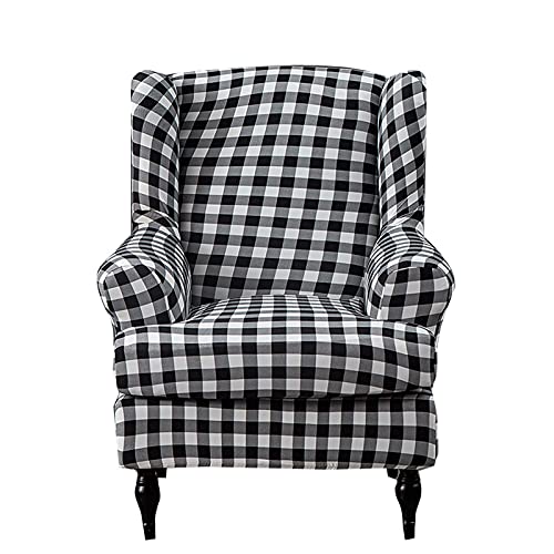 NILUOH Wingback Chair Slipcover 2 Pieces, Stretch Spandex Wingback Chair Covers Washable Slipcover for Wingback Armchairs Non-Slip Furniture Protector with Elastic Bottom for Living Room - color: 14