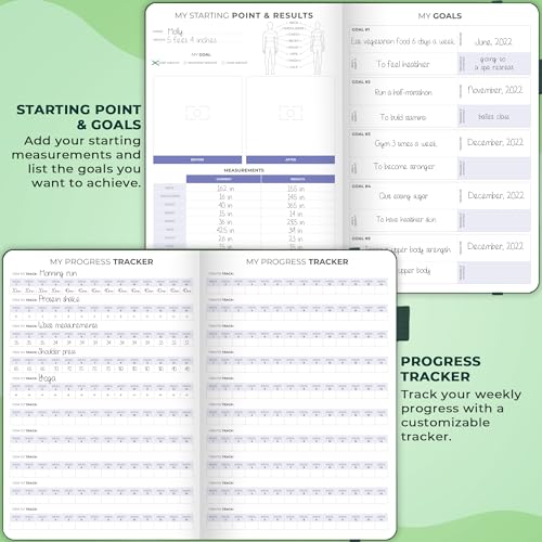 Clever Fox Fitness & Food Journal, Workout Planner, 5.8"x8.3" Forest Green | Lasts 3 months, undated hardcover exercise & weight loss journal for women, gym, diet, meal tracker, calorie counter book - color: Forest Green, size: A5 (5.8'' x 8.3'')