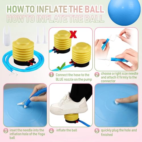 Leyndo 4 Pcs 26 Inch Yoga Exercise Ball Pilates Pregnancy Birthing Fitness Ball with Quick Pump Anti Burst for Improved Posture, Balance, Yoga, Pilates, Training - color: Macaron Color
