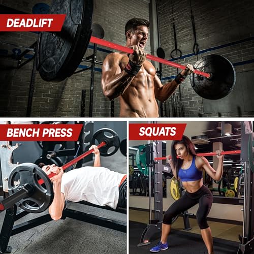7ft Olympic Barbell 28mm 45lb – 500/700/1000LB Bar for Home Gym | Ceramic coated steel. Smooth spinning sleeves. Fits 2" plates. For snatch, clean and jerk, squats, deadlifts, bench press. - color: Red-500LBS
