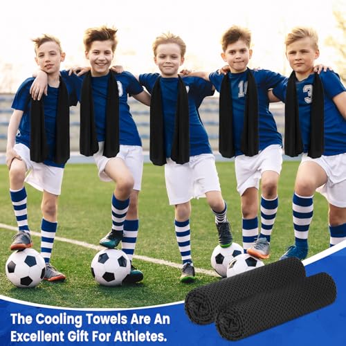 Hosuly 6 Pack Cooling Towels 40"x12" Ice Towel Cooling Neck Wraps Soft Breathable Chilly Stay Cool in Summer for Sports Yoga Golf Gym Activities(Black) - color: Black