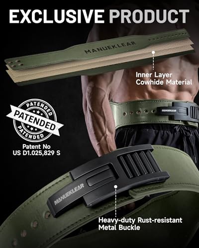 MANUEKLEAR Tapered Lever Weight Lifting Belt, 10MM Quick Locking Lever Belt Weightlifting Men, Lifting Belt Lever for Powerlifting & Deadlifts - color: Olive Green, size: XL (39-45inches)