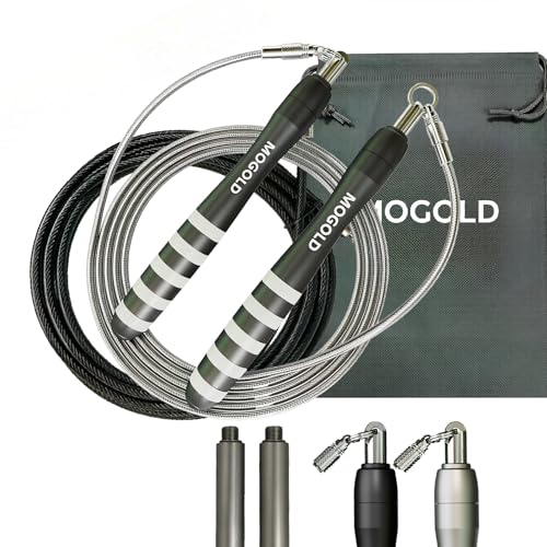DIY Adjustable Weight Jump Rope (0.4LB /1/2LB/0.7LB /0.8LB) Interchangeable 2mm & 5mm Cable for CrossFit, Double Unders, HIIT Workouts - Fast Clamp System, 10ft Adjustable - color: Black