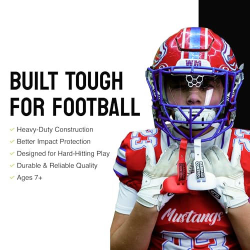 DAMAGE CONTROL Youth Football Mouth Guard – Breathable No Boil Mouthpiece, Protects Lips & Teeth, Works with Braces, Includes Helmet Strap – Sports Gear & Accessories (Brain Freeze) - color: Brain Freeze