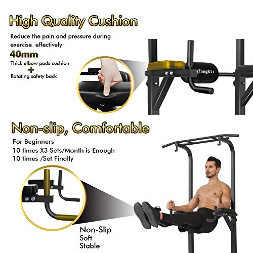 BangTong&Li Power Tower, Pull Up Bar Dip Station/Stand for Home Gym Strength Training Workout Equipment - color: Black