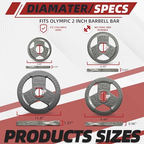 Signature Fitness 2-Inch Cast Iron Barbell Sets - size: 170LB Set