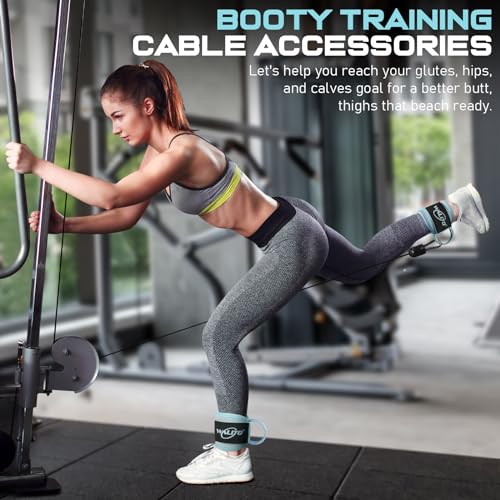 WALITO Gym Ankle Straps for Cable Machines Women & Men - Glute Kickback Ankle Cuff, Adjustable Cable Machine Accessories for Leg Extensions, Hip Abductors & Lower Body Workouts - color: Pair-Macaron Blue