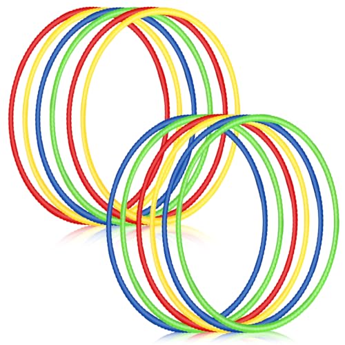 Sratte 12 Pcs Toy Hoop for Kid Detachable Adjustable Toy Hoop Colored Hoop Exercise Ring Plastic Circle for Kid Teen Gymnastics Dog Agility Equipment, Require Self Assembly(Classic Color, 24 Inch) - color: Classic Color, size: 24 Inch