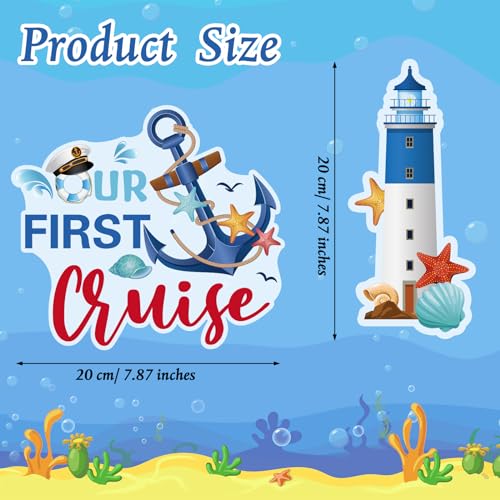 Kanayu 12 Pieces Cruise Door Magnets Decorations, Sea Navigation Ship Car Refrigerator Magnets Stickers Anchor Cruise Cabin Door Fridge Magnetic Decorations for Cabin Carnival Party(Fresh Style) - style: Fresh Style