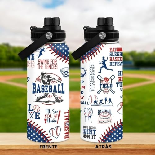 Baseball Water Bottle - 32oz Stainless Steel Insulated Sport Bottles with Lid - Men Baseball Lover Player Fan Coach - color: Baseball 4