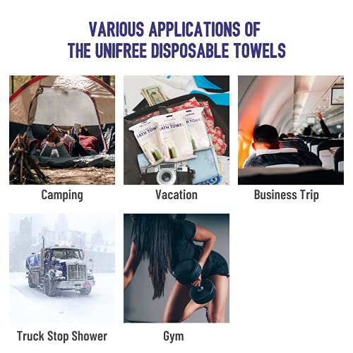 Unifree Disposable Hand Towels 丨Camping Towel 80 Count, 4-Piece Packed, Large Size 27.5 by 55 inches (15.5”x27.5“) | Individually Packed - size: 15.5”x27.5“