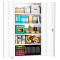 Superday Locking Metal Cabinet 72"×36"×18", Tall Storage Cabinet with 2 Doors and 4 Shelves, Large Metal Steel Utility Cabinets for Office File Bathroom Medicine Garage Pantry (White) - color: White, style: 72"