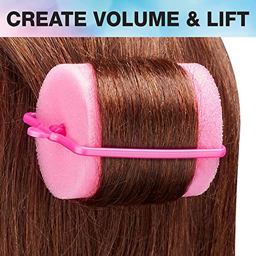 Conair Foam Hair Rollers for Big Volume, Lift and Curl, Foam Rollers, Hair Curlers in Large Size, Pink, 9 Pack with Storage Bag - color: Pink