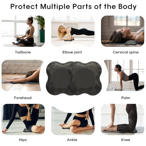 2 Pack Yoga Knee Pads Mat Set - Extra Thick Foam Kneeling Pad Cushion for Knees, Elbows, Wrists, Head - Yoga Essentials for Women Men, Non-Slip Pilates, Meditation, Floor Workouts - color: 4pcs-black+blue