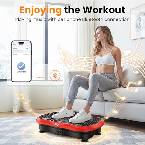 AXV Vibration Plate Fitness Platform Exercise Machine Vibrating Shaking Full Body Shaker Workout Vibrate Stand Shake Board Sport for Weight Loss Fat Burner for Gym Home Office - color: BT.PRO.RED