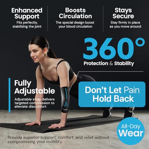 Tennis Elbow Brace for Women & Men, Fitness and Everyday Use (Large) | Elbow Compression Sleeve for Tendonitis, Arthritis, Tennis Elbow & Golfers Elbow, Reduce Elbow Pain During Fitness Activity - color: Blue, size: Large