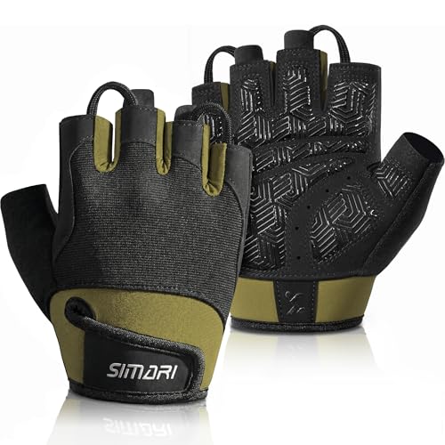 SIMARI Breathable Workout Gloves with Cushion Pad/Grip/Reduce Calluses, Weight Lifting Gloves for Gym Exercise, Cycling, Weightlifting Training, Fitness, Pilates, Kayaking, Gift for Men & Women - color: 4-Green, size: Medium