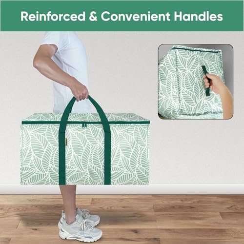 BALEINE 4-Pack Oversized Moving Bags with Reinforced Handles, Heavy-Duty Storage Tote for Clothes, Moving Supplies (Antique Folidage, 4-Pack) - color: Antique Folidage, size: 4-Pack