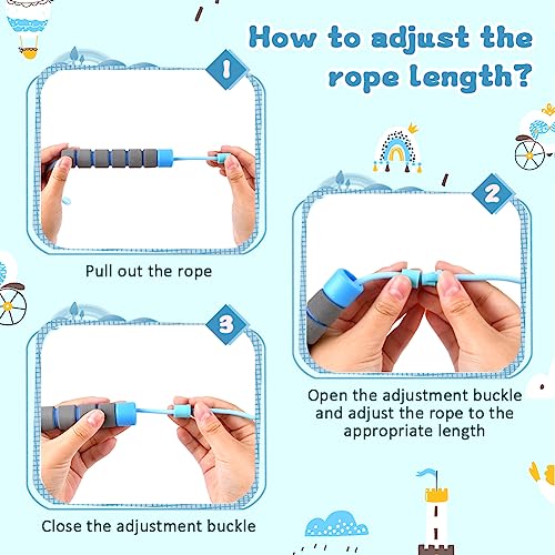 Flintronic Skipping Ropes for Children, 2 Pack Adjustable Jumping Rope for Kids, 2.6m Skipping Rope with Skin-Friendly Foam Handles, Soft Jump Rope for Girls Boys Exercise Workout Outdoor