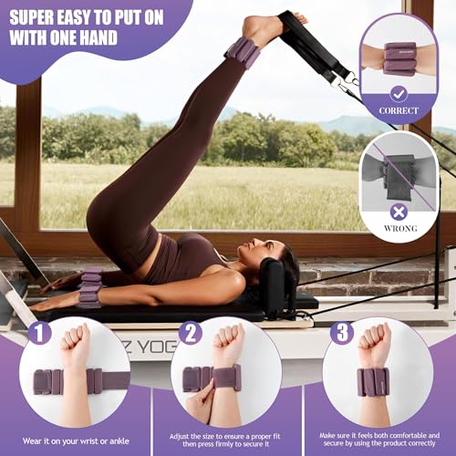 BECOJADDE Ankle Weights Set of 2 (1 lb/2 lb Each) for Women Men Adjustable Wrist Bracelet for Home Gym Weighted Bangles Wristbands Leg Arm Weights for Walking Swimming Running Pilates Yoga Gym - color: Deep Plum, size: 2 Lb Pair (1 Lb Each)