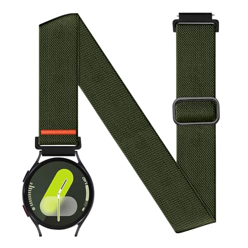20mm Nylon Sport Ankle/Arm Band Compatibel with Galaxy Watch 7/6/5/4/FE 44mm 40mm/Watch 5 Pro/ 6 Classic 47mm 43mm/ 4 Classic Strap,Elastic Oberarmband Bicep Band for Women Men - color: Military Green