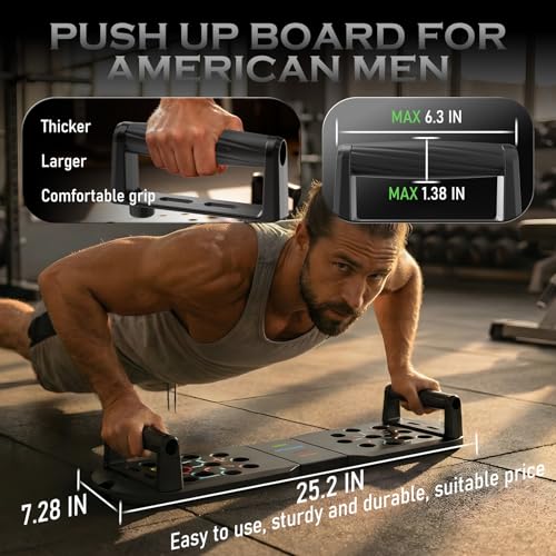 Push Up Board Fitness, Workout Home Gym Equipment, 20 in 1 Exercise Pushup Bar Handles for Floor, Strength Training Equipment for Men - color: Black