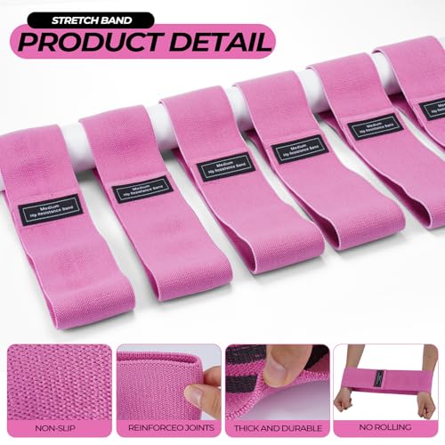 Seenelling 18 Pcs Pilates Ring and Ball Set with Resistance Bands Home Workout Pilates Equipment 11.8 Inch Magic Circle with Padded Handles, Mini Ball for Strength, Toning and Flexibility - color: Pink