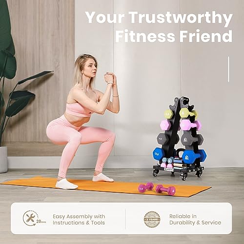 LIONSCOOL Premium Solid Steel Dumbbell Rack Stand Only, A-Frame Portable Weight Storage Organizer with Optional Tray and Wheels, Perfect for Home Gym Fitness Storage (200LBS/300LBS/700LBS Weight Capacity Available) - style: Small, 200 LBS (for 2-15lb Neop