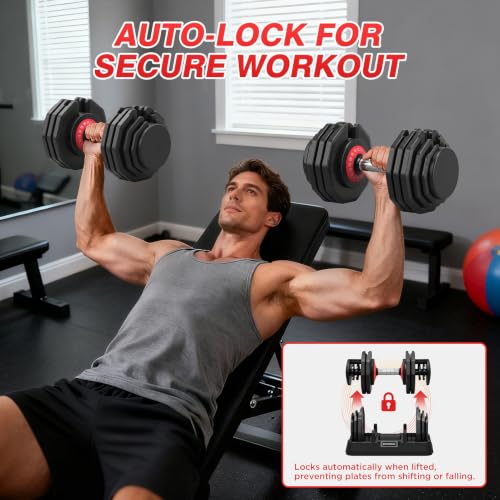 Adjustable Dumbbells Set All in One Free Weights Set for Home Gym | 25/26.5/52.5/55/85lbs Weights Dumbbells Set, 1 Sec Adjust Weights with Anti-Slip Handle for Home Fitness - color: 85lb-pair