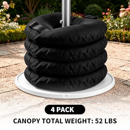 4 Pack Sand Bags for Weight, Tripod Weight, Canopy Weights with Straps | Weighted Bags to Hold Things Down, Sandbags for Backdrop Stand, Umbrella Base, Tent, Sports Net, 52 LB (Sand Not Included) - size: 52 LB