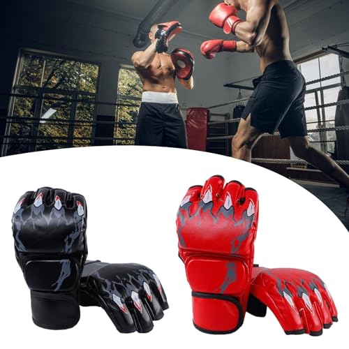 Generic 2 Pairs MMA Gloves Martial Arts Bag Gloves Boxing Fight Gloves Kickboxing Gloves for Sparring - color: Red and Black