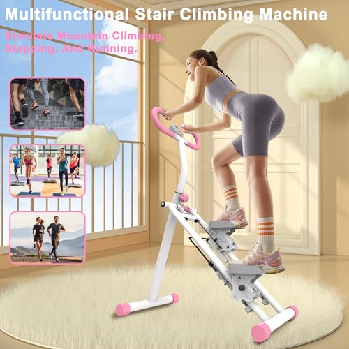 Stair Stepper for Home, Vertical Climber Machine for Full-Body Exercise,265lbs Home-Upgrade Climber Fitness Equipment with Stable Frame Adjustable Handlebar for Women Men - color: Pink