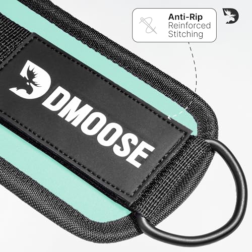 DMoose Ankle Strap for Cable Machine - One Size Fit with Premium Padding, Workout Kickback Ankle Cuffs, Ankle Bands for Working Out, Booty Workouts, Leg Extension, Hip Abductors & Lower Body Exercises - color: Cyan - Pair