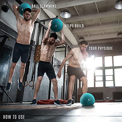 Yes4All Upgraded Fitness Slam Medicine Ball Triangle 25lbs for exercise, strength, power workout, Workout ball, Weighted ball, Exercise ball, Trendy Teal - color: Trendy teal, style: E. 25lbs