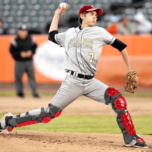 Baseball Softball Catcher Leg Guards Shin Guards for Youth Adult - size: 12"-Youth Red