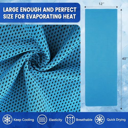 Hosuly 100 Pack Cooling Towels, 40"x12" Cooling Towels for Neck and Face Breathable Soft Chilly Sweat Rag Microfiber Sport Rags for Gym Yoga Golf Running - color: Dark Blue and Light Blue