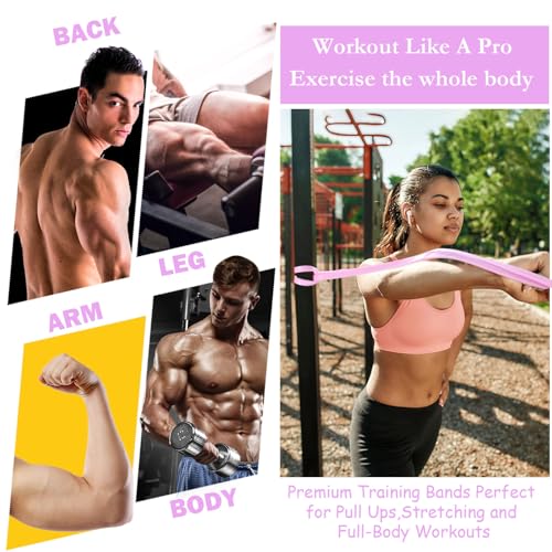 Foilswirl 8 Pcs Resistance Bands Long and Short Pull up Assistance Exercise Workout Bands for Working Out Muscle Training Physical Muscle Training Men and Women - color: Light Purple, size: 15-35 Ibs