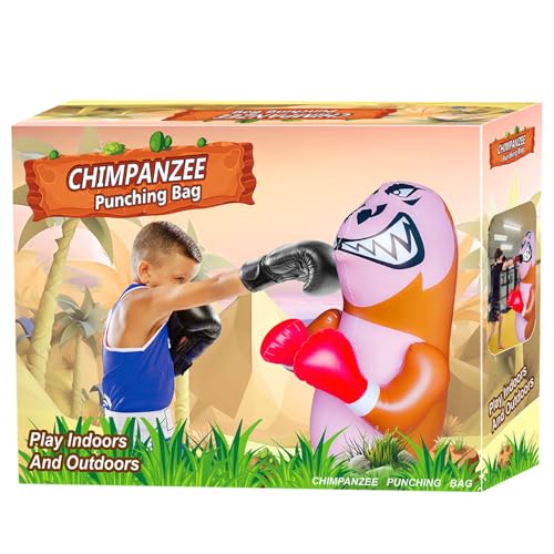 48 in Punching Bag for Kids, Free Standing Inflatable Dummy, Inflatable Punching Bag, De-Stress Boxing Bag for Kid - color: Orangutan-BDW-brown