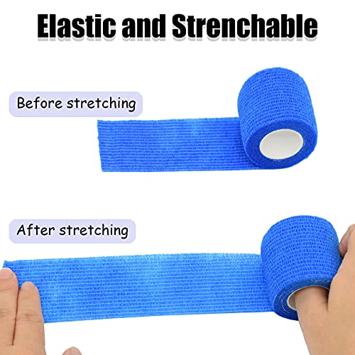 6 Pack 2 Inches Self Adhesive Bandage Wrap | Breathable Cohesive Bandage Elastic Tape for Pets, Athletic, Sports, Wrist, Knee, Ankle(5 Yards Per Roll, Mixed Colors) - color: Mixed Colors, size: 2 Inch