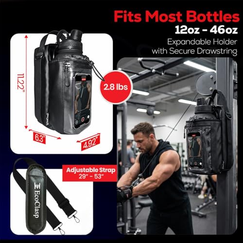 Magnetic Gym Bag Water Bottle Holder Small Gym Bag for Men, Gym Gifts, 11LB Strong Grip Waterproof 900D - color: Black