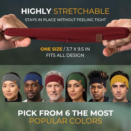 menique 100% Merino Wool Headband for Women Non Slip Stretchy Workout Sweatband Moisture Wicking Breathable Wide Hairband for Running Hiking Sport Gym Yoga Nurse Fashion (Black, One Size) - color: Gray