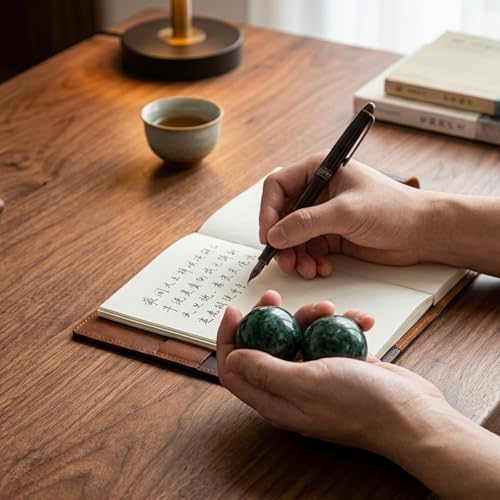 2 PCS Baoding Balls, Chinese Medicine Balls, Chinese Medicine Balls for Stress Relief and Meditation, Finger Exercise Tools for Office Relaxation, with Carry Bag (1.57 Inch/Green)