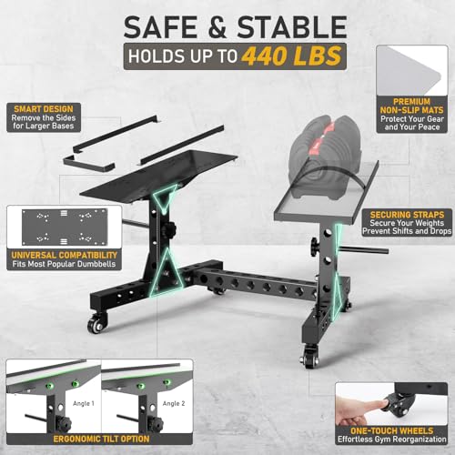 Eisenlink Adjustable Dumbbell Rack & Weight Rack, Holds 440lb, Low/High | Space Saving Design for Home Gym Organization - color: LOW RACK