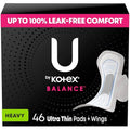U by Kotex Balance Ultra Thin Pads with Wings, Heavy Absorbency, 46 Count (Packaging May Vary) - size: Heavy Absorbency