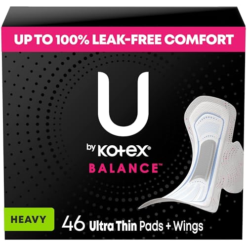 U by Kotex Balance Ultra Thin Pads with Wings, Heavy Absorbency, 46 Count (Packaging May Vary) - size: Heavy Absorbency