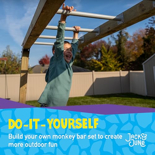 Jack and June DIY Monkey Bars Kit 12 Pack Heavy Duty and Durable Do It Yourself UV-Resistant Outdoor Fun for Kids 21 Inch in Length Powder Coated Finish Monkey Bars