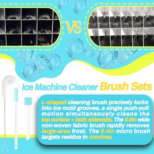 Potanro Ice Machine Cleaner Brush Sets, 14pcs Countertop Ice Maker Cleaner Tools, Gap Crevice Cleaning Brushes Tools Small Spaces, Scrub Sponge, Thin Brush for Cleaning Window Track, Straw, Bottle
