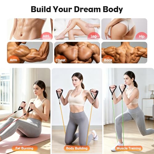 Resistance Bands Set, Himaly Exercise Bands Strength Training Fitness Bands Workout Elastic Bands with Legs Ankle Straps, Door Anchor, Handles & Carry Bag for Home Outdoor Workouts - color: Multicolor (Standard Bands)